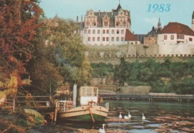 Ansichtskarte Bernburg - Schloß (Rückseite mit Text zu Bernburg bedruckt) - 1983 aus der Kategorie Bernburg
