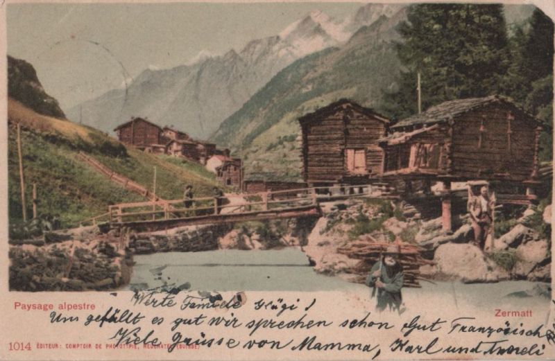 Ansichtskarte Schweiz - Zermatt - Paysage alpestre - 1901 aus der Kategorie Zermatt