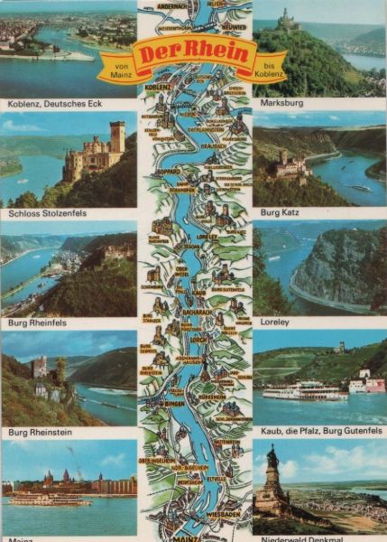 Ansichtskarte Rhein - u.a. Burg Katz - ca. 1980 aus der Kategorie Rhein