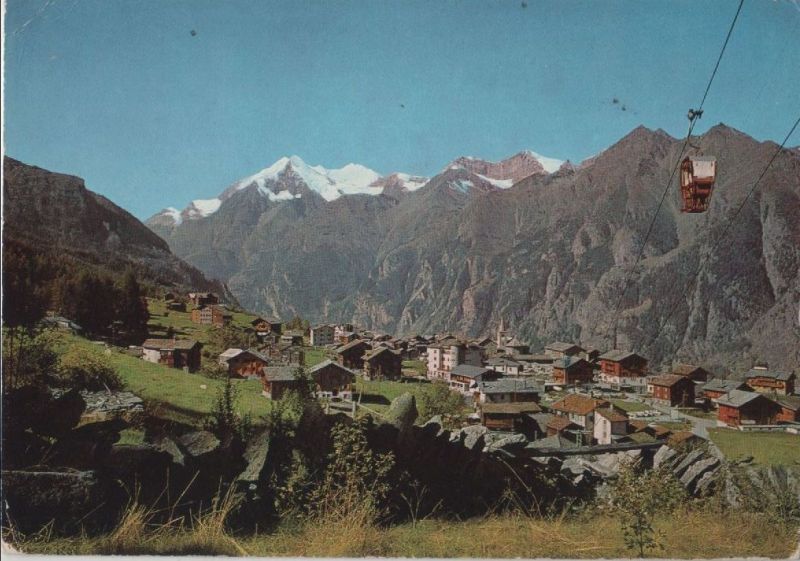 Ansichtskarte Schweiz - Grächen - Luftseilbahn Hannigalp - ca. 1980 aus der Kategorie Grächen