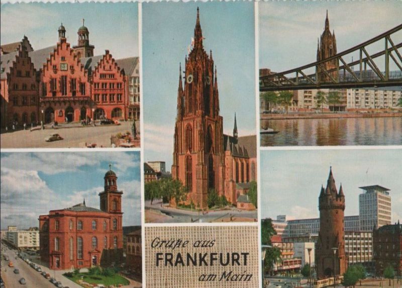 Ansichtskarte Frankfurt Main - u.a. Römer - 1958 aus der Kategorie Frankfurt