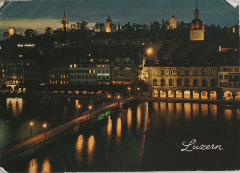 Ansichtskarte Luzern - Schweiz - bei Nacht aus der Kategorie Luzern