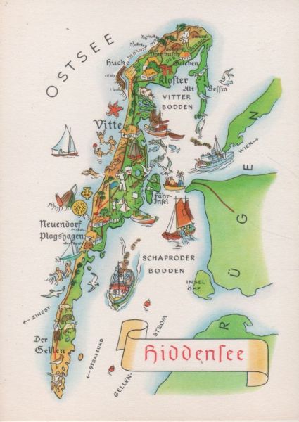 Ansichtskarte Hiddensee - Übersicht aus der Kategorie Hiddensee