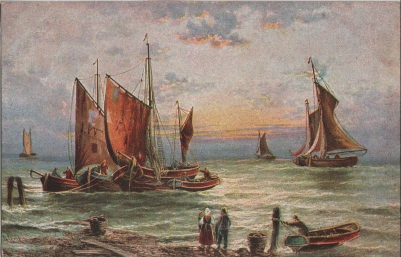 Ansichtskarte Segelschiffe im Meer aus der Kategorie Schiffe