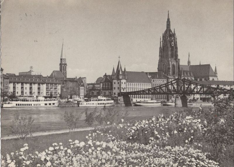 Ansichtskarte Frankfurt am Main - Eiserner Steg und Dom aus der Kategorie Frankfurt