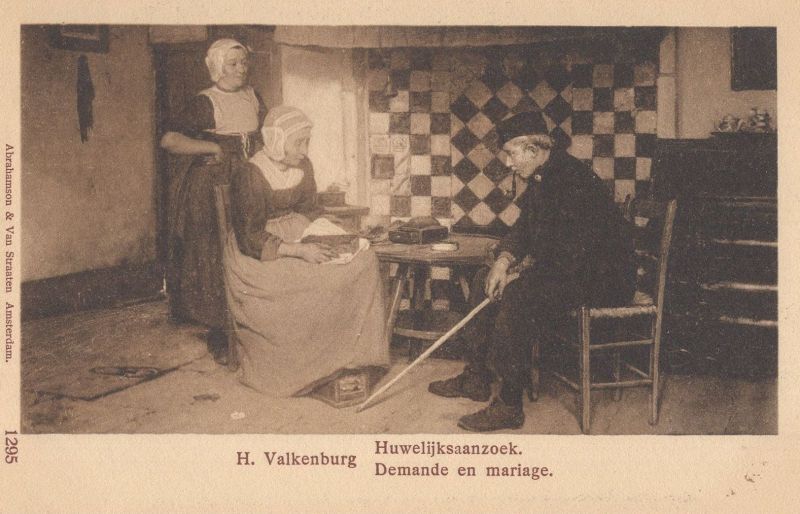 Ansichtskarte H. Valkenburg - Demande en mariage aus der Kategorie Gemälde