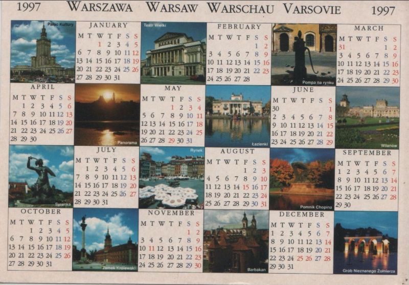 Ansichtskarte Warschau - Polen - Kalenderkarte aus der Kategorie Warschau